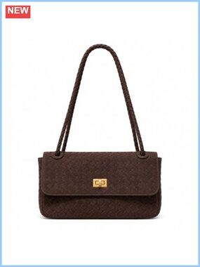 Woven Faux Suede Shoulder Bag Convertible Crossbody Hobo Purse